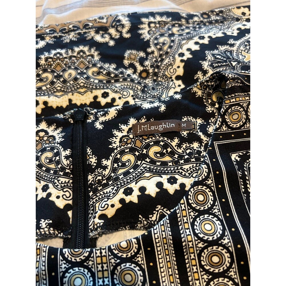 J. McLaughlin Black & Tan Patterned Dress in Great Condition! Size Medium - Picture 10 of 11